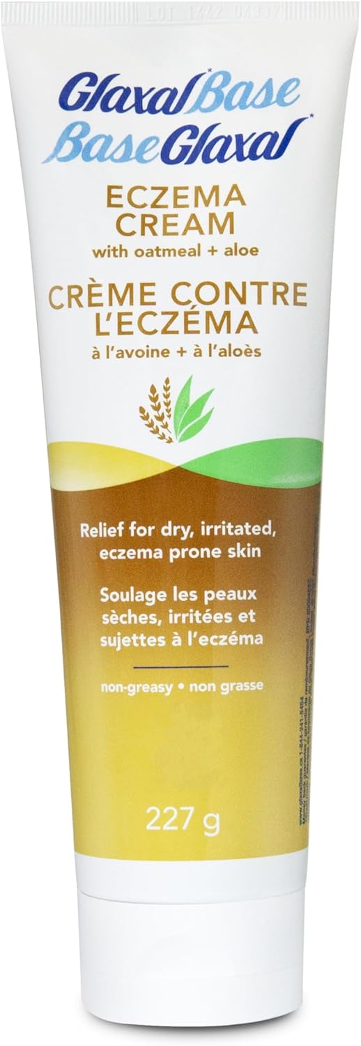 Glaxal Base 保湿霜，缓解瘙痒、干燥皮肤和湿疹，含舒缓燕麦和芦荟，低过敏性，不含防腐剂，含燕麦和芦荟，加拿大制造，227 克