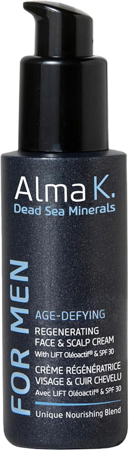Alma K 抗衰老再生面部和头皮霜（含 SPF 30）- 含 SPF 的日常保湿霜 - 男士保湿霜 - 2 盎司