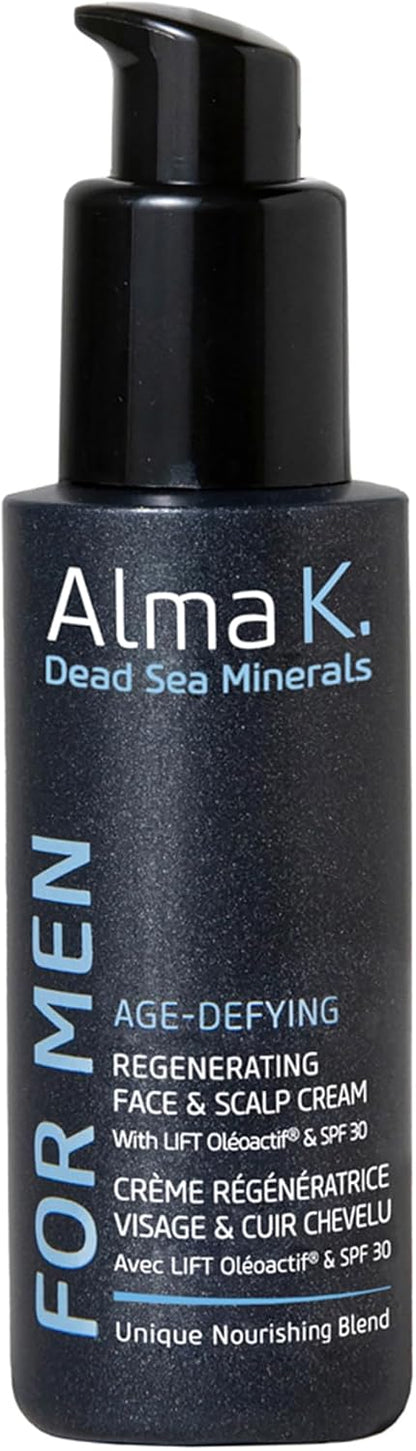Alma K 抗衰老再生面部和头皮霜（含 SPF 30）- 含 SPF 的日常保湿霜 - 男士保湿霜 - 2 盎司