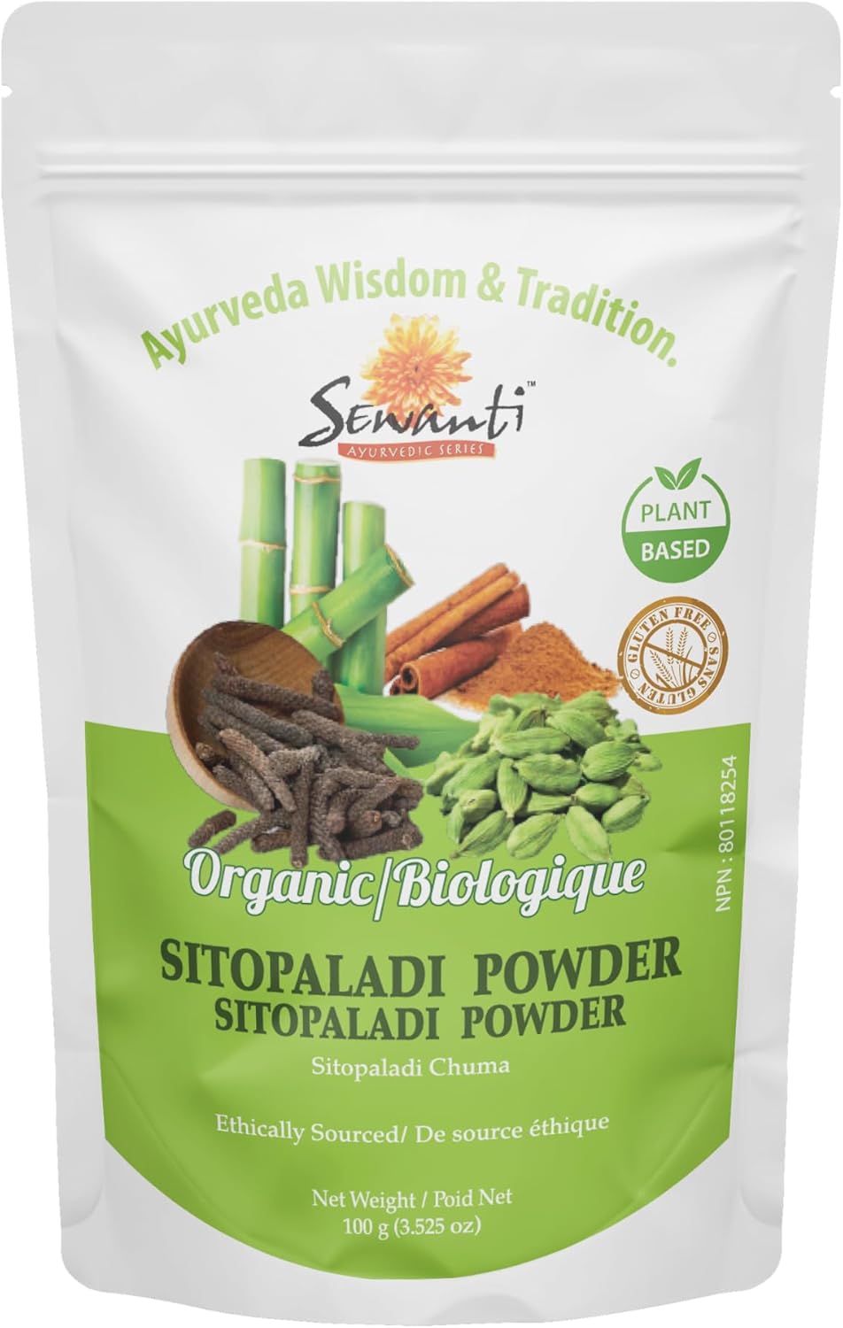 Sewanti 有機 Sitopaladi 粉 100g/ NPN 80118254/ 用於咳嗽和感冒，消化不良