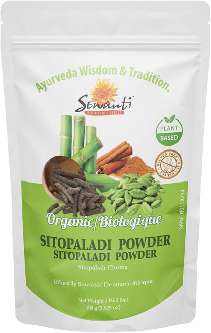 Sewanti 有機 Sitopaladi 粉 100g/ NPN 80118254/ 用於咳嗽和感冒，消化不良
