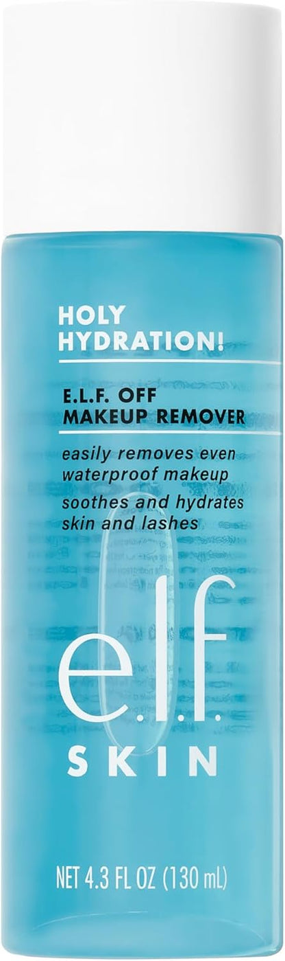 el.f. SKIN Holy Hydration! e.l.f. Off Makeup Remover, Liquid Makeup Remover For Eye, Lip & Face Make & Daily Hydration Moisturizer, Infused with Aloe, Jojoba Oil & Shea Butter, 2.53 Fl Oz (75mL)