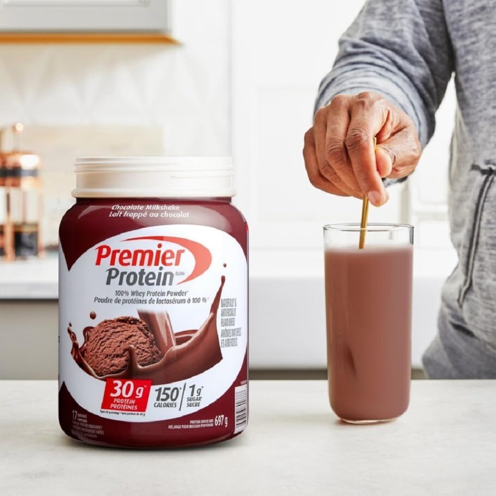 Premier Protein Powder, Chocolate Milkshake, High Protein Powder, 30g of Protein, 1g Sugar, 100% Whey Protein, Keto Friendly, Gluten Free, 17 Servings, 697 Grams