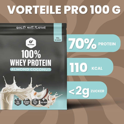 GoFitness Nutrition – 100% Whey Protein Powder – 900 g – Cinnamon Roll Flavor, High-Protein, Low-Sugar, Fast-Mixing, Muscle Recovery
