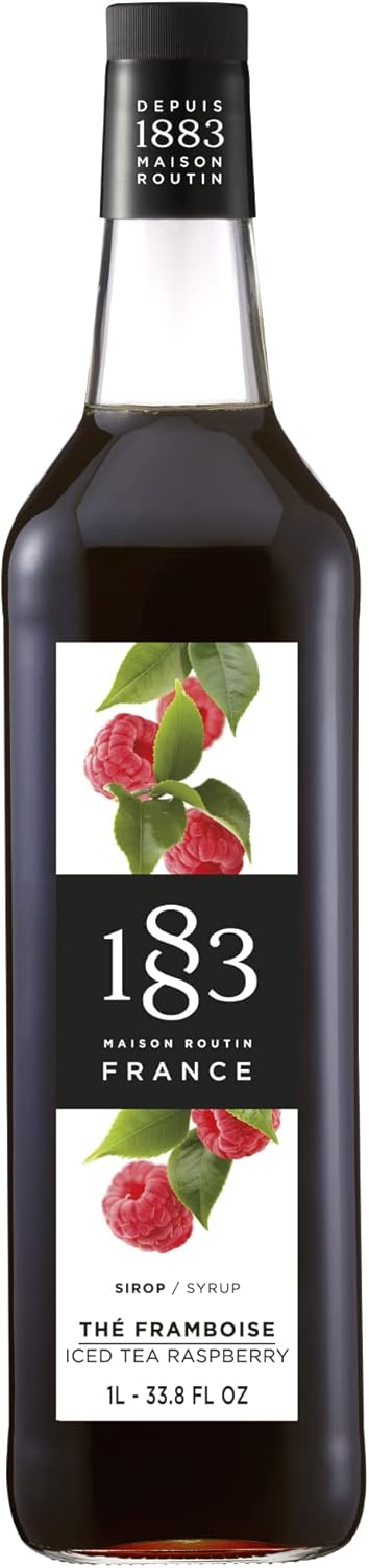 Maison Routin 1883 冰茶覆盆子味糖浆，1L 玻璃瓶，红色