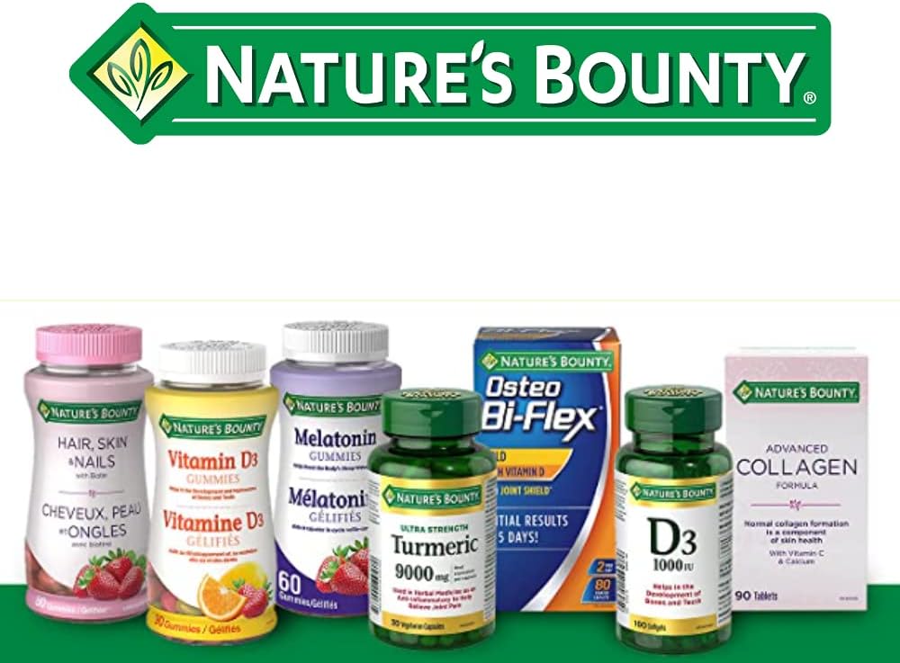 Nature's Bounty 维生素 D3 丸剂和补充剂，有助于支持免疫功能，1000 国际单位，500 粒软胶囊和含玫瑰果的维生素 C 补充剂，有助于维持身体健康，1000 毫克，100 片