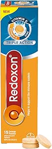 Redoxon® 三重功效維生素 C、維生素 D 和鋅 - 免疫支持泡騰片，鋅、維生素 D 和維生素 C 補充劑，成人免疫支持，15 片橙味片劑