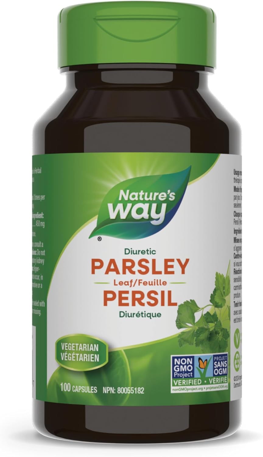 Nature's Way 歐芹葉 - 利尿劑 - 每粒膠囊含 450 毫克歐芹葉 - 傳統草本祛風解痙劑 - 非基因改造 - 100 粒素食膠囊