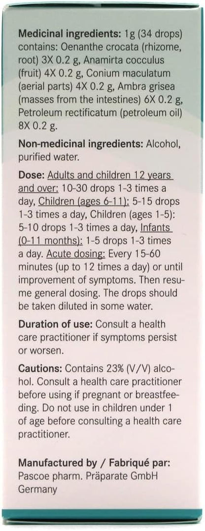 Pascoe – Vertigopas – 50毫升口服滴剂 – 缓解头晕和眩晕的顺势疗法 – 帮助缓解旅行/晕动病症状 – 水芹、Anamirta Cocculus、毒参、Ambra Grisea