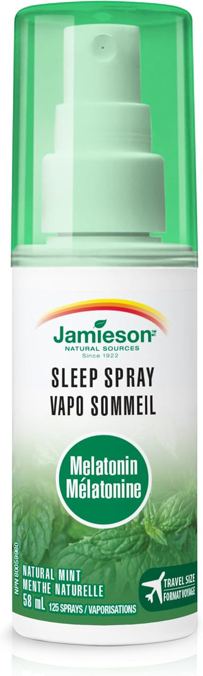 Jamieson 褪黑素 1 毫克睡眠噴霧，天然薄荷味，適用於旅行和時差反應，改善睡眠質量，延長睡眠時間，並幫助重置睡眠-覺醒週期。非基因改造、無麩質、無人工香料、無色素…