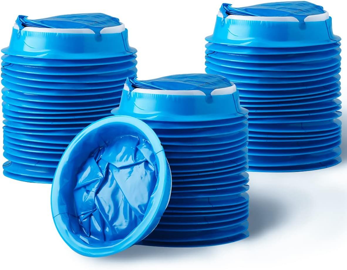 Valchoose 60 Pack Barf Bags Disposable, Portable Puke Bags, 1000ml High Density Vomit Bags, Leak Resistant Perfect for Morning Sickness, Kids, Pregnant Women, Taxis Drivers, Car Motion Sickness (Blue)