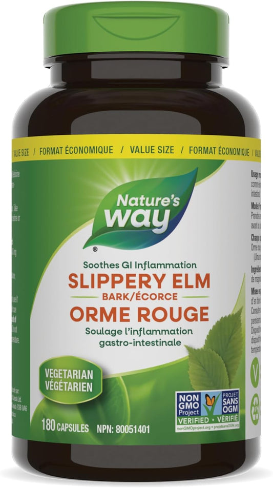 Nature's Way 榆树皮提取物 – 舒缓胃肠道 (GI) 炎症的草本补充剂 – 非转基因，180 粒素食胶囊，超值装