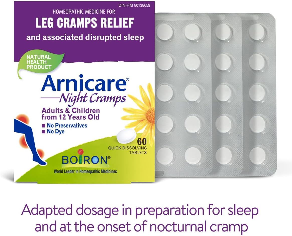 Boiron Arnicare Night Cramps 可暂时缓解腿部、小腿、脚、手部的抽筋和痉挛以及相关的睡眠障碍。规格：60 片速溶片。