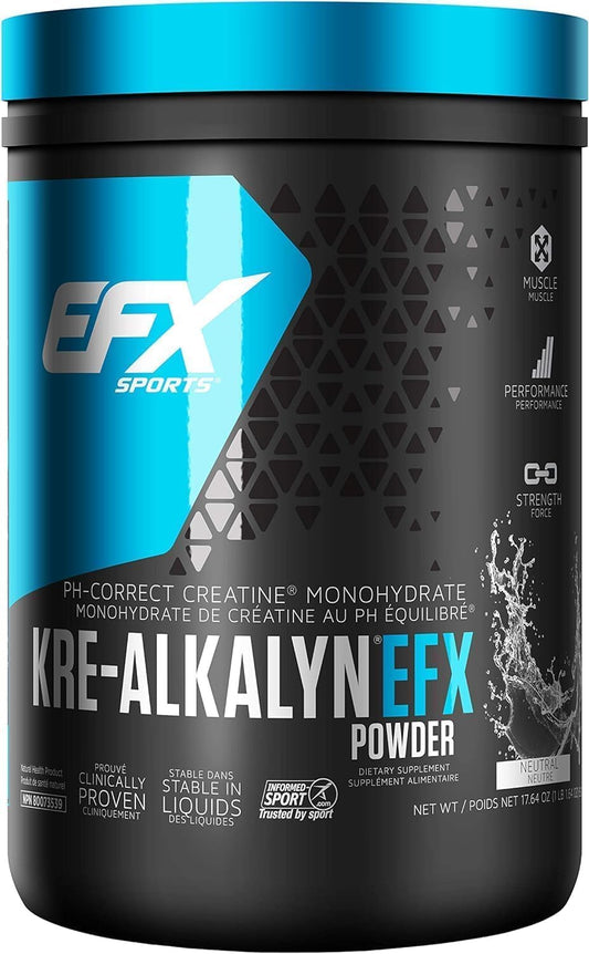 EFX Sports Kre-Alkalyn 粉 500 克，PH 值校正肌酸一水合物 | 多項專利配方，增強力量、鍛鍊肌肉、提升運動表現，無味 500 克