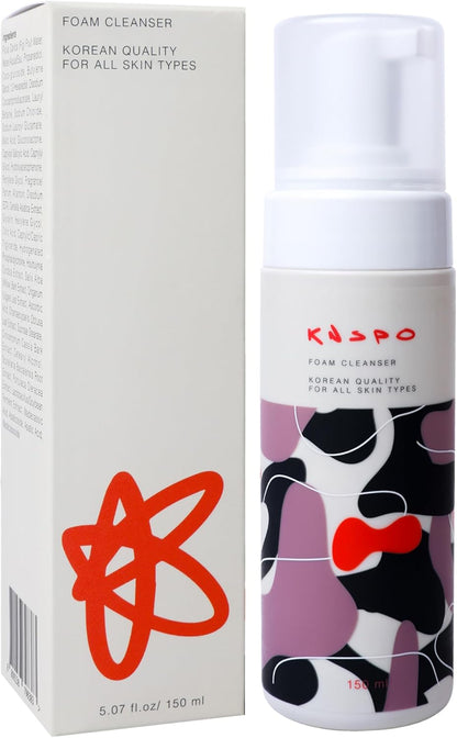 KNSPO Foam Cleanser - Gentle Facial Cleanser for All Skin Types - Non-Drying Face Cleanser - Face Wash with AHA BHA LHA - 150 ml
