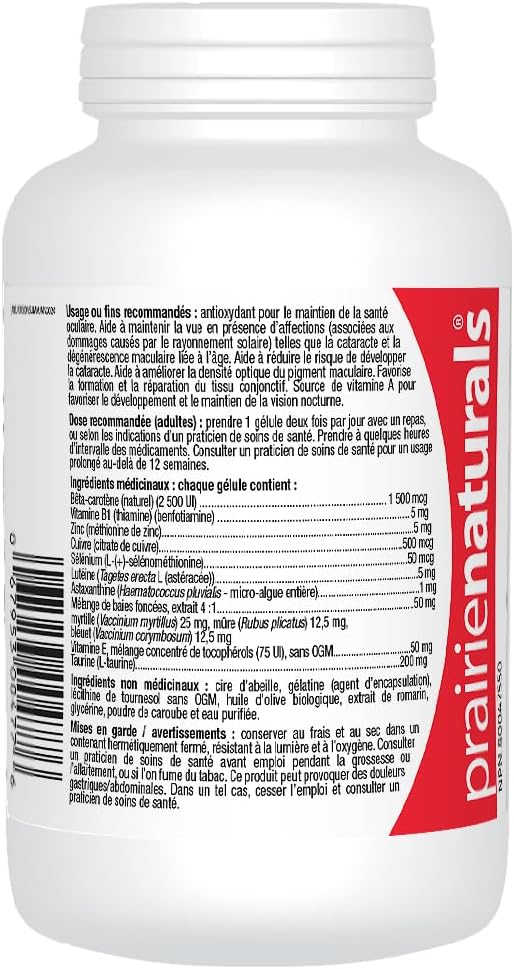 Prairie Naturals Ocu-Force Vision Support with Lutein, Astaxanthin, Taurine, Vitamins & Minerals Softgel - 120 Count