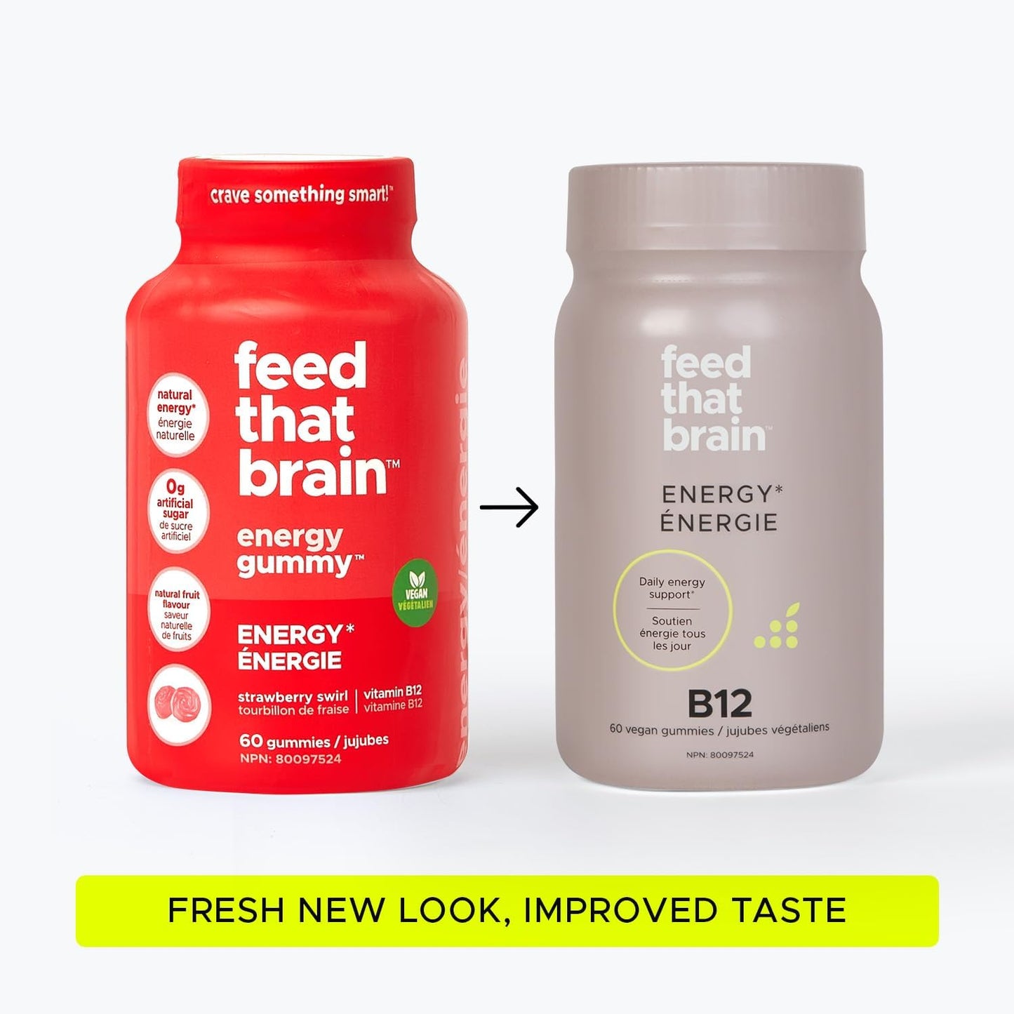 大腦能量軟糖，維生素 B12，綠茶萃取物，MCT（草莓口味）- 60 塊，無麩質，純素