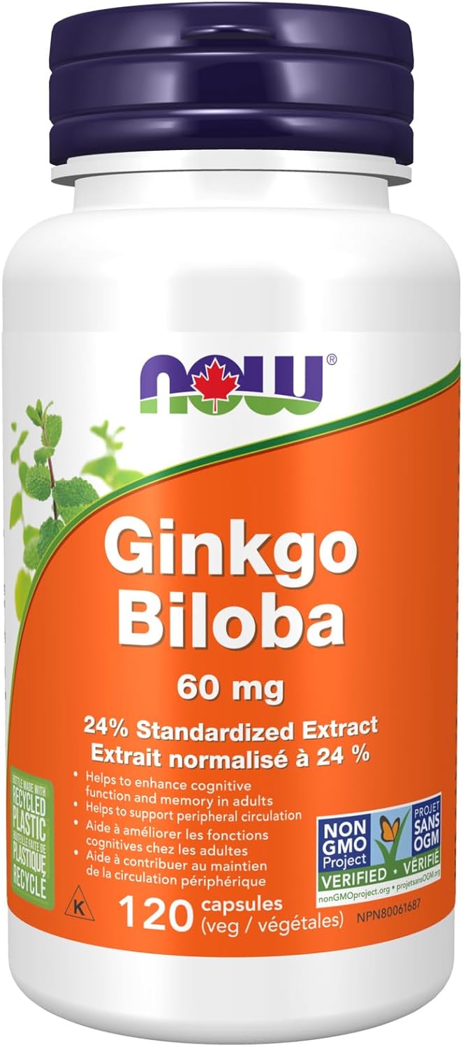 NOW Supplements 银杏提取物 60 毫克植物胶囊，120 粒