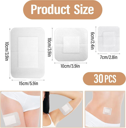 Fiohiros 30PCS Castor Oil Patches Set, Portable Anti-Leak Castor Oil Pack Wrap, Self-Adhesive Castor Oil Belly Button Patch, Breathable Soft Non-Woven for Women