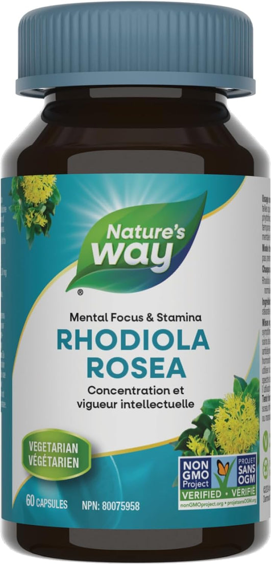 Nature’s Way 紅景天 – 認知功能支持，例如精神集中和耐力 – 暫時緩解壓力 - 非基因改造 - 60 粒素食膠囊