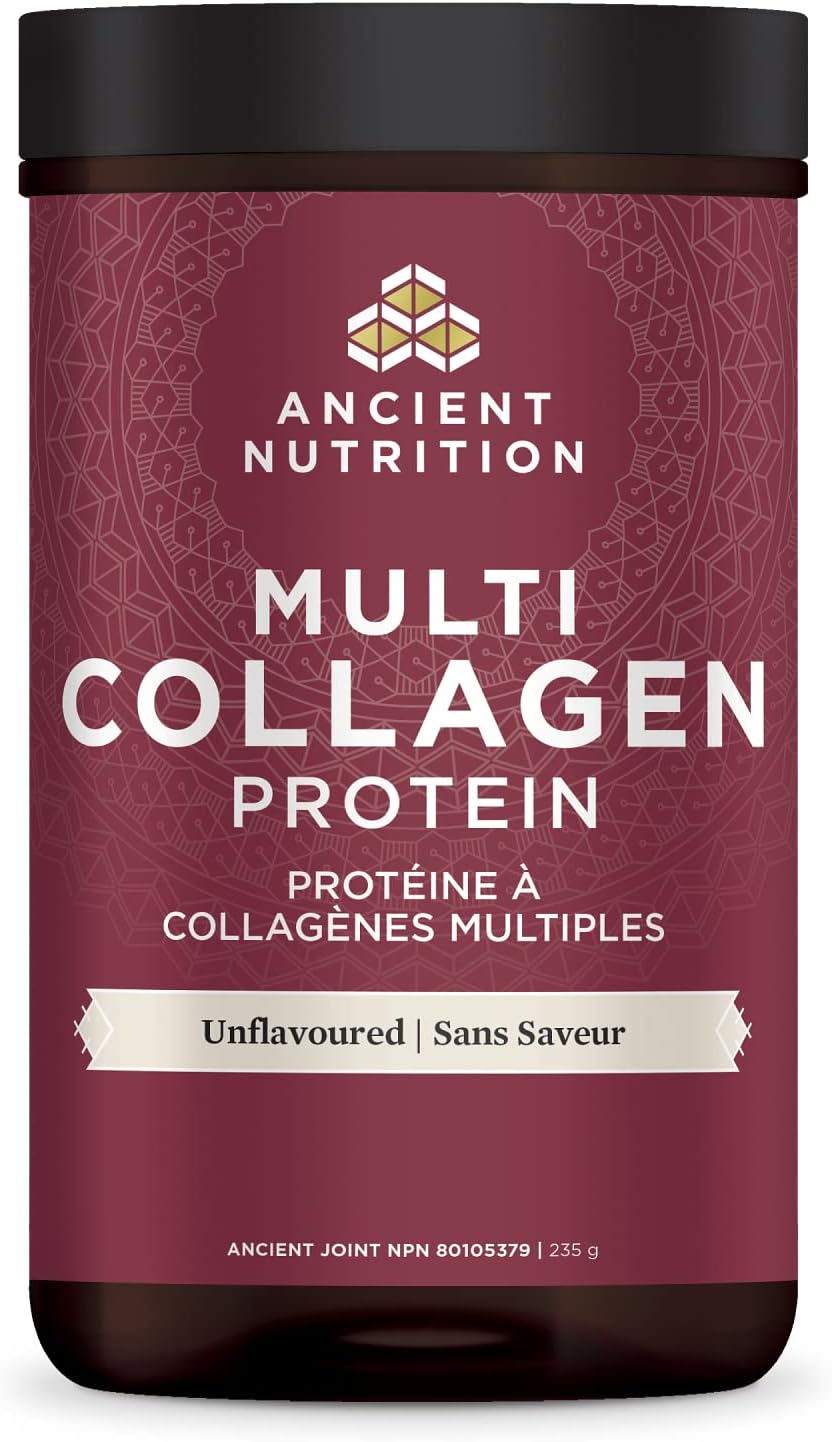 Ancient Nutrition 多胶原蛋白粉 - 无味，由 Josh Axe 博士配制，4 种来源，5 种胶原蛋白，235 克