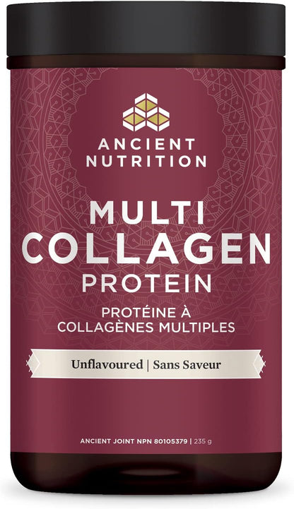 Ancient Nutrition 多胶原蛋白粉 - 无味，由 Josh Axe 博士配制，4 种来源，5 种胶原蛋白，235 克