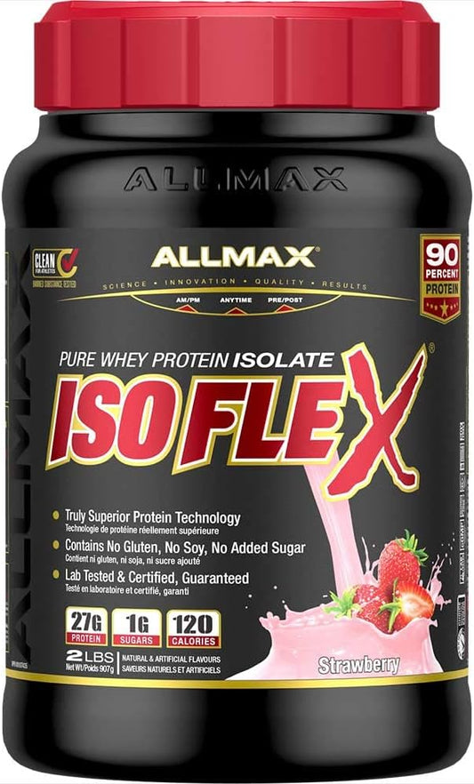 ALLMAX Isoflex 草莓味，2 磅 & ISOFLEX - 100% 超纯乳清分离蛋白 - 香蕉味 - 2 磅