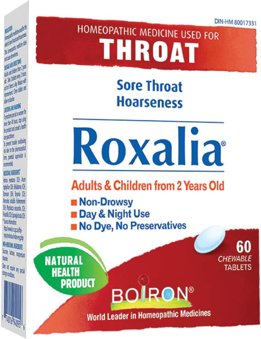 Boiron Roxalia，60 片，用于治疗喉咙痛和声音嘶哑的顺势疗法药物