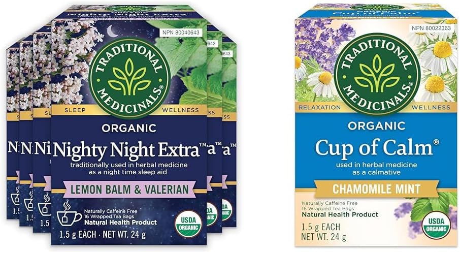 Traditional Medicinals - 有机 Nighty Night Extra 草本茶 + 有机薰衣草薄荷舒缓茶