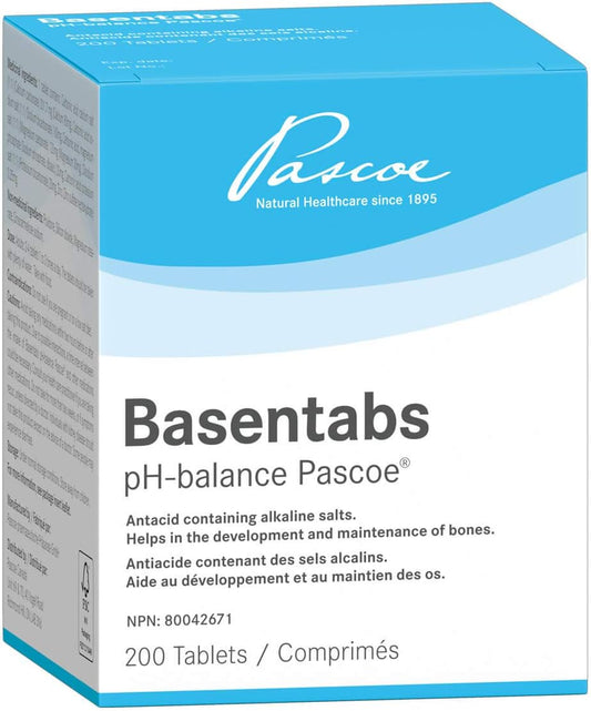 Pascoe - Basentabs pH 平衡片 - 200 片裝 - 含鹼性鹽類的抗酸劑。有助於骨骼的發育和維護 - 經驗證的高鹼化能力 - 碳酸鈣、碳酸氫鈉、鎂鈣…