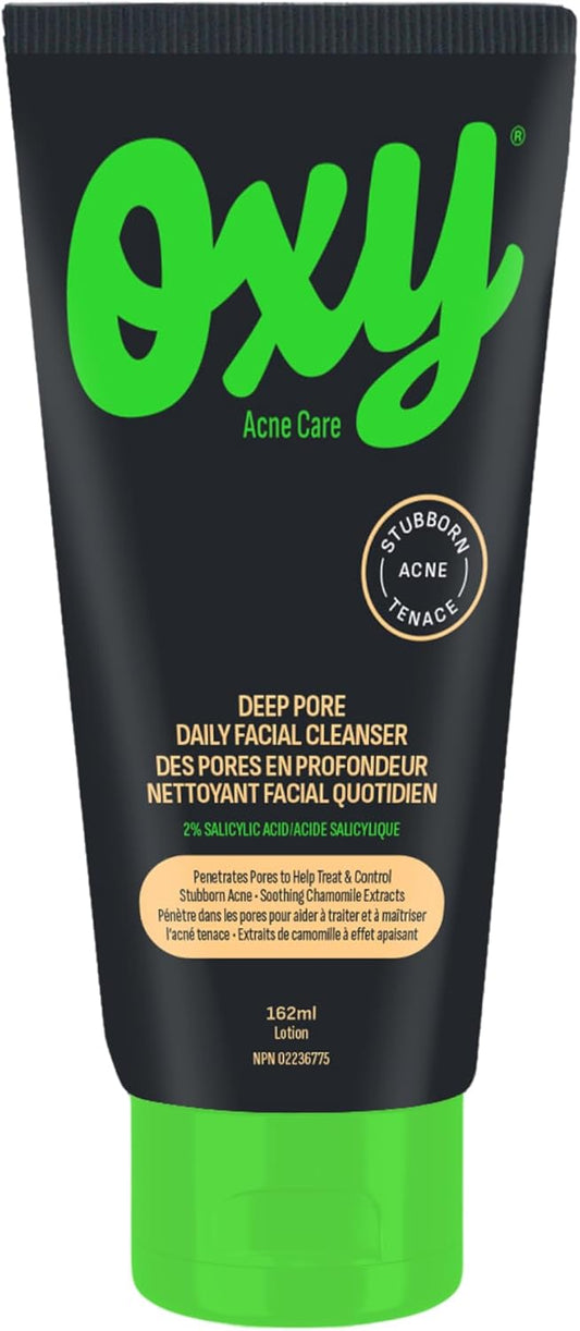 Oxy Deep Pore Daily Facial Cleanser - Salicylic Acid (2.0%) – Stubborn Acne Control - Helps Treat, and Prevent Breakouts – Paraben Free - Dermatologist Tested