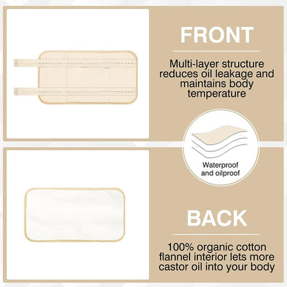 SACRED WRAP, Castor Oil Belly and Neck Wrap, Castor Oil Pack for Liver Detox, Reusable & Highly Absorbent