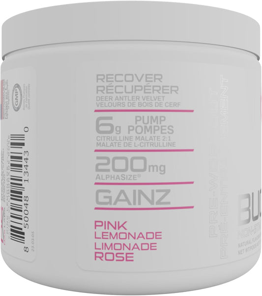 Bucked Up Non-Stim Pre-Workout: Enhance Performance Without the Jitters, Caffeine Free, Pink Lemonade Flavor, 25 Servings