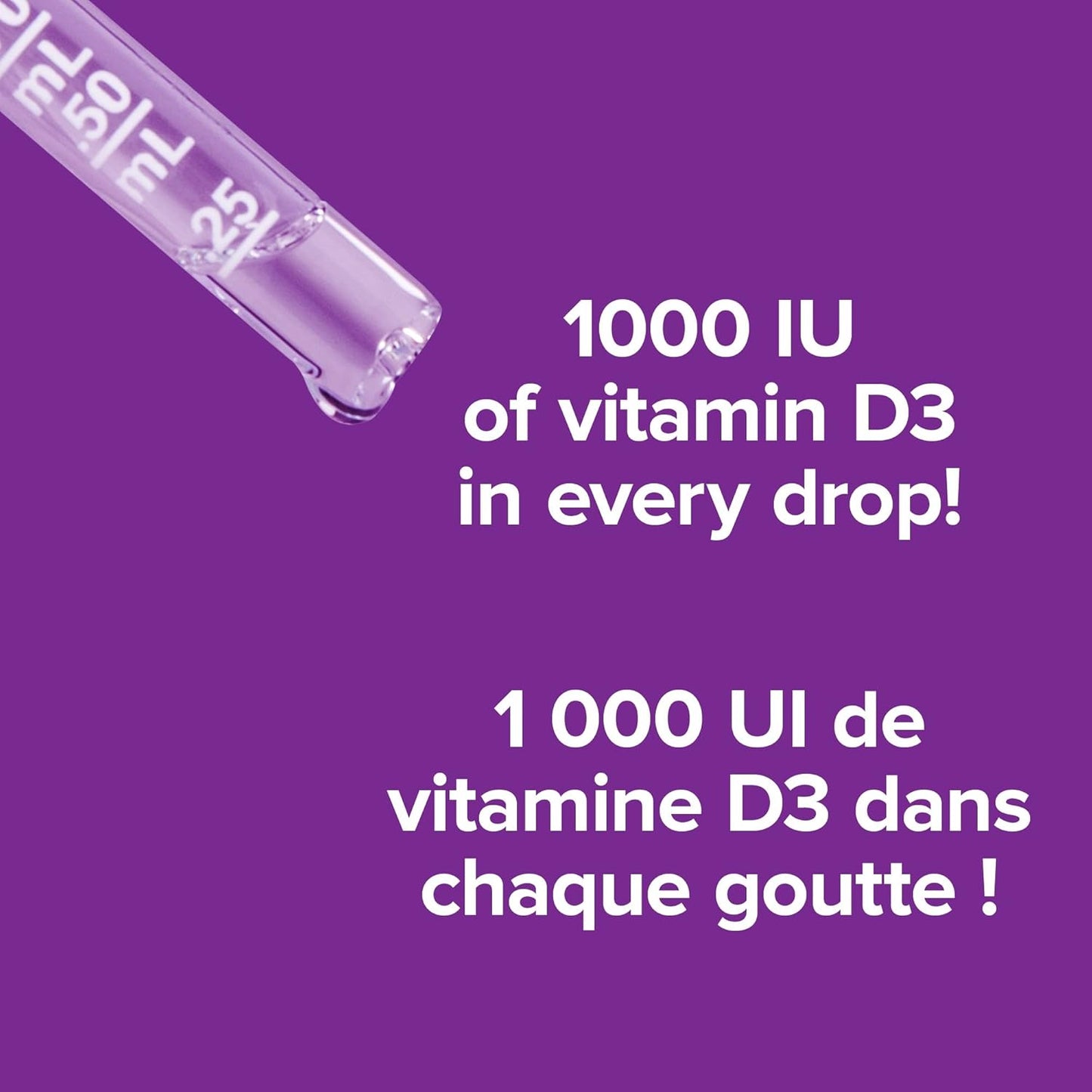 Webber Naturals 维生素 D3 1000 IU 液体，25 毫升，有助于骨骼和牙齿健康，保持身体健康