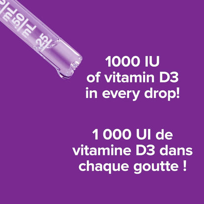 Webber Naturals 维生素 D3 1000 IU 液体，25 毫升，有助于骨骼和牙齿健康，保持身体健康