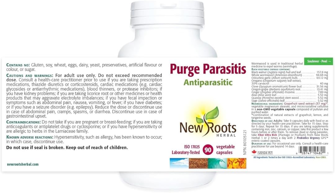 New Roots Herbal | 成人驅寄生蟲膠囊 - 含苦艾、黑胡桃殼的全面寄生蟲清除劑 - 消化和抗寄生蟲支持補充劑（90 粒素食膠囊）