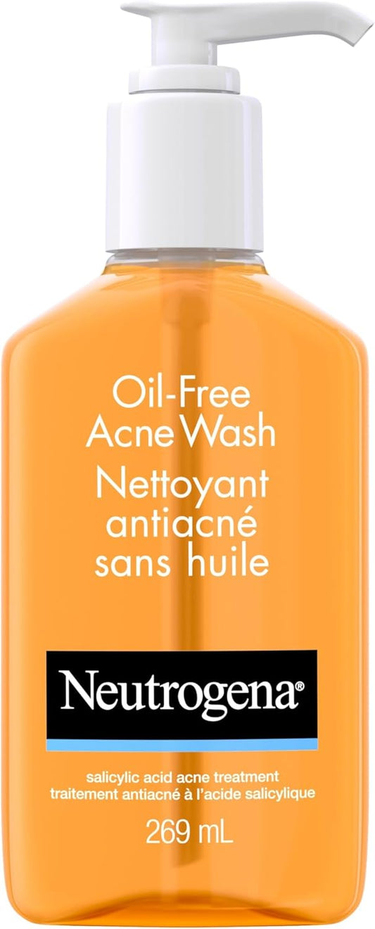 Neutrogena Oil-Free Acne Wash, Facial Cleanser with 2% Salicylic Acid Acne Treatment, Daily Oil-Free Acne Face Wash for Acne-Prone Skin with Salicylic Acid, 269mL