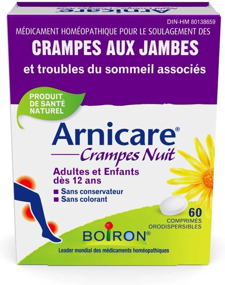 Boiron Arnicare Night Cramps 可暂时缓解腿部、小腿、脚、手部的抽筋和痉挛以及相关的睡眠障碍。规格：60 片速溶片。