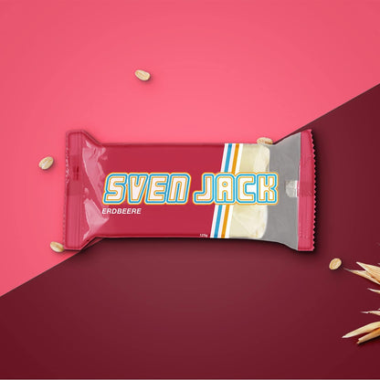 SvenJack Vegan Oat Bar Strawberry - 24 × 125g - High‑Fibre, Low‑Sugar, Gluten‑Free Oatmeal Energy Snack with Strawberries