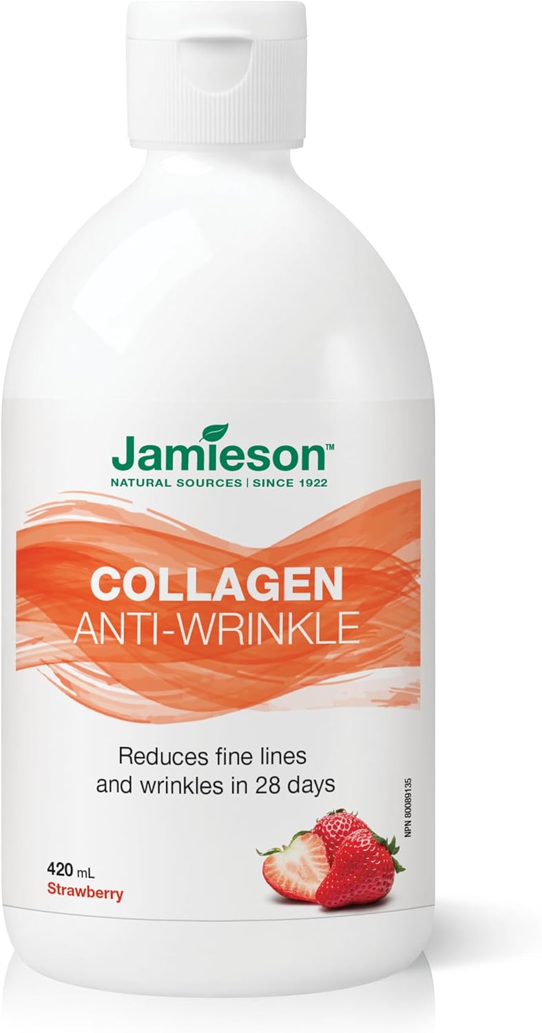 Jamieson 液體 Verisol 水解膠原蛋白 2,500 毫克天然草莓味，含 500 微克生物素，經臨床研究，可在 28 天內減少細紋和皺紋，支持更濃密的頭髮、更健康的皮膚和更強韌的指甲，G...