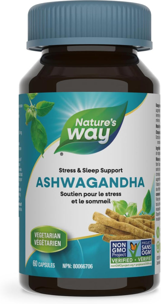 Nature’s Way 南非醉茄 – 500 毫克南非醉茄根萃取物 – 緩解壓力，促進睡眠 – 60 粒素食膠囊，非基因