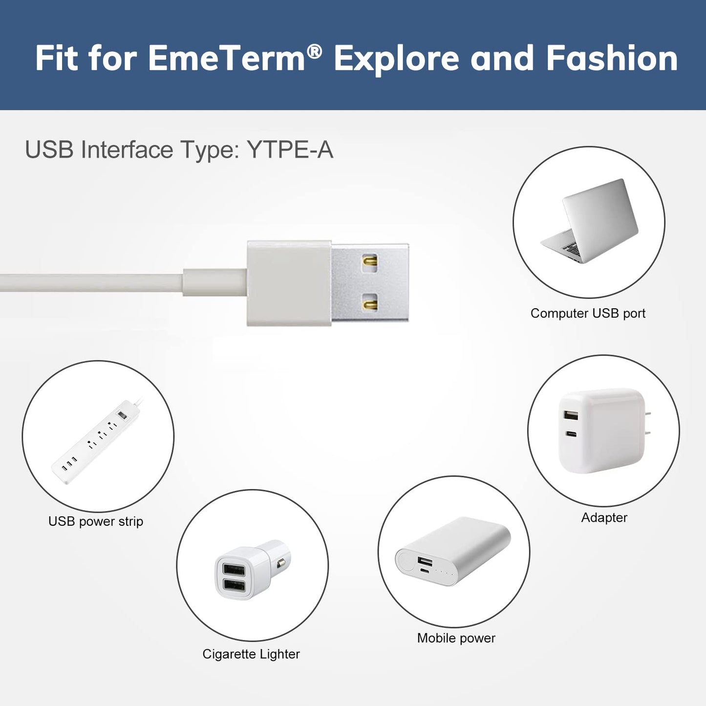 EmeTerm 原装 USB 磁力充电线 时尚、探索和智能系列防恶心腕带（1 包）