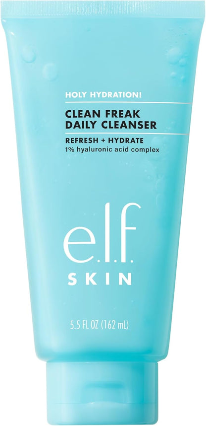e.l.f. SKIN Holy Hydration! Clean Freak Daily Cleanser, Gentle Hydrating Gel Face Cleanser, Made With Hyaluronic Acid, Vegan & Cruelty-Free, 5.5 fl oz