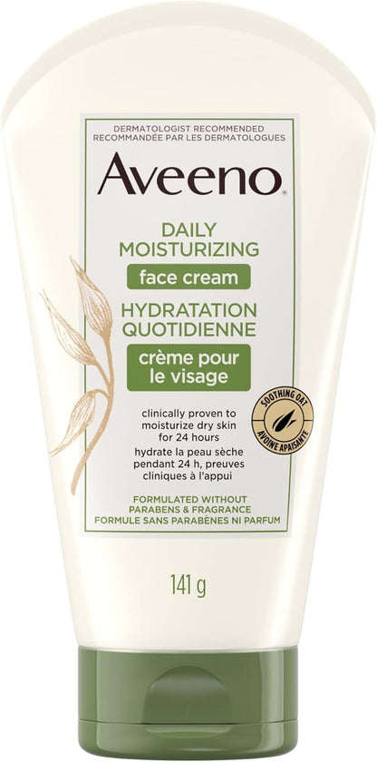 Aveeno 卸妆湿巾、大豆提取物正能量焕彩洁面湿巾（25 片装）和每日保湿面霜（每日保湿面部和颈部乳液）（无香型，141 克）