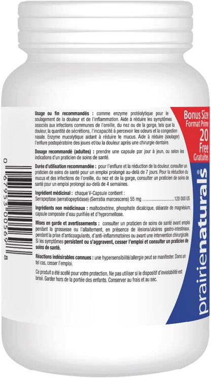Prairie Naturals Super Strength Serra Force 120,000 SU VCaps Bonus - 140 Count