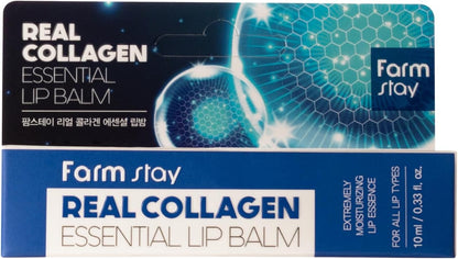 Farm Stay Farmstay Real Collagen Essential Lip Balm - Collagen Lip Treatment for Hydrated, Plump Lips - Soothes and Smooths Dry, Cracked Lips - 10 ml
