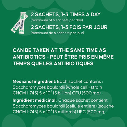 Florastor 強效益生菌 - 布拉酵母菌 CNCM I-745 - 每日多效合一益生菌 - 支持腸道健康和免疫系統 - 抗生素相關性腹瀉 - 成人適用 - 30 支