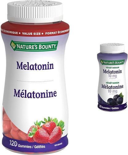 Nature's Bounty 褪黑激素 2.5 毫克 120 粒软糖有助于重置身体的睡眠-觉醒周期，减少时差影响，减少入睡时间，褪黑激素 10 毫克软糖，素食，90 粒