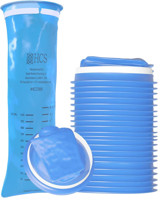 HCS 一次性呕吐袋 | 144 个蓝色医用级呕吐袋 | 40 液体盎司，带易闭合环 | 呕吐袋 一次性用于晕车、出租车、居家、旅行 | 便携式呕吐袋，防漏