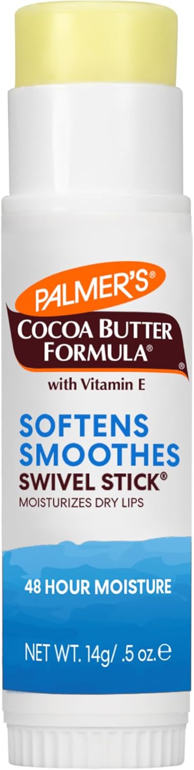 Palmer's 可可脂配方保湿旋转棒，含维生素 E，可用作沙滩包润唇膏，可用作面部和身体保湿棒，非常适合治疗皮肤干燥，14 克
